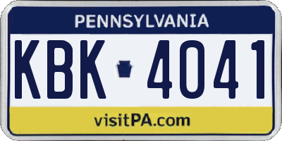 PA license plate KBK4041