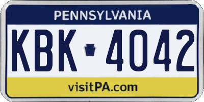 PA license plate KBK4042