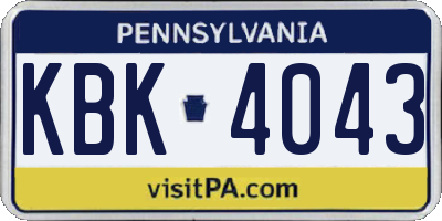 PA license plate KBK4043