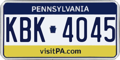 PA license plate KBK4045