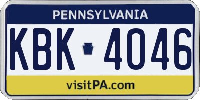 PA license plate KBK4046