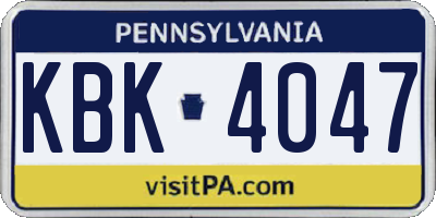PA license plate KBK4047