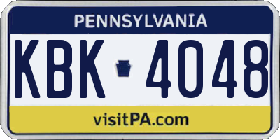 PA license plate KBK4048