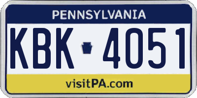 PA license plate KBK4051