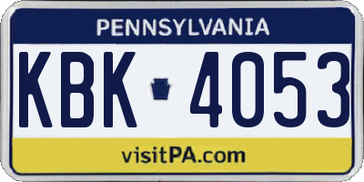 PA license plate KBK4053