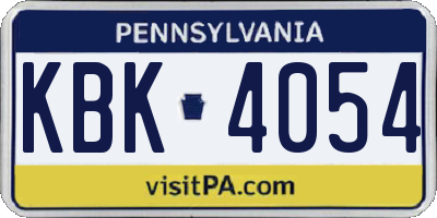 PA license plate KBK4054