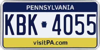 PA license plate KBK4055