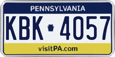 PA license plate KBK4057