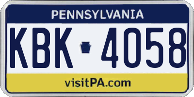 PA license plate KBK4058