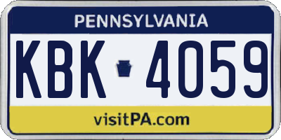 PA license plate KBK4059