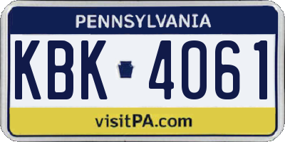 PA license plate KBK4061