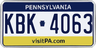 PA license plate KBK4063