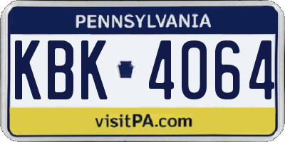 PA license plate KBK4064