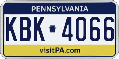PA license plate KBK4066