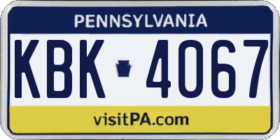 PA license plate KBK4067