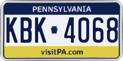 PA license plate KBK4068