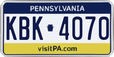 PA license plate KBK4070