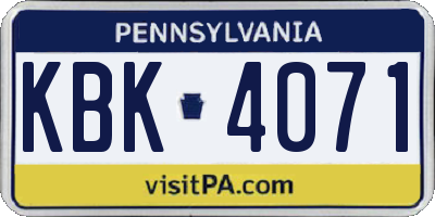 PA license plate KBK4071