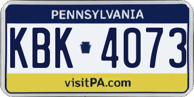 PA license plate KBK4073