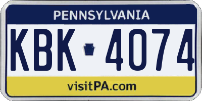 PA license plate KBK4074