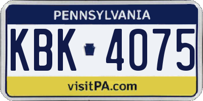 PA license plate KBK4075