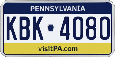 PA license plate KBK4080