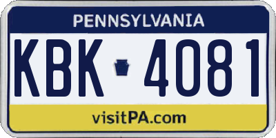 PA license plate KBK4081