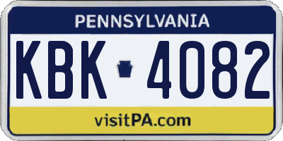PA license plate KBK4082