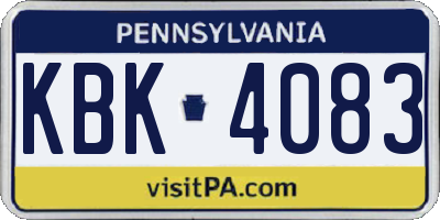 PA license plate KBK4083