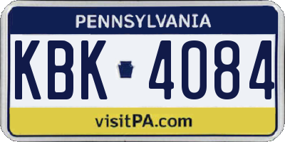 PA license plate KBK4084