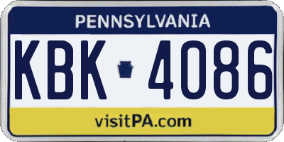 PA license plate KBK4086
