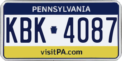 PA license plate KBK4087