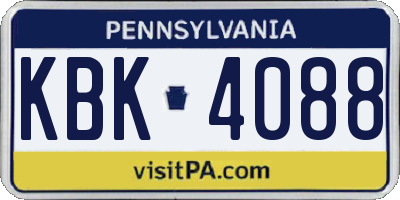 PA license plate KBK4088
