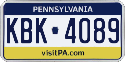 PA license plate KBK4089