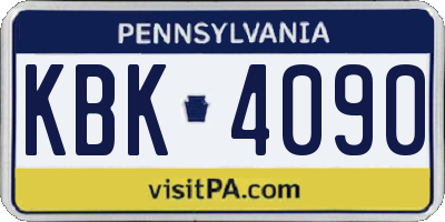 PA license plate KBK4090