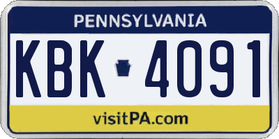 PA license plate KBK4091
