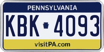 PA license plate KBK4093