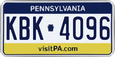 PA license plate KBK4096