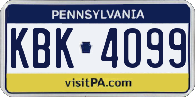 PA license plate KBK4099