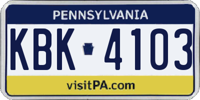 PA license plate KBK4103