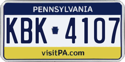 PA license plate KBK4107