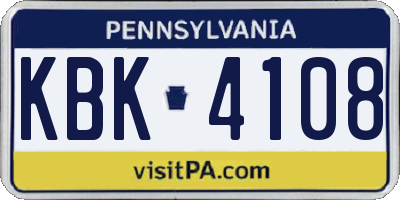 PA license plate KBK4108