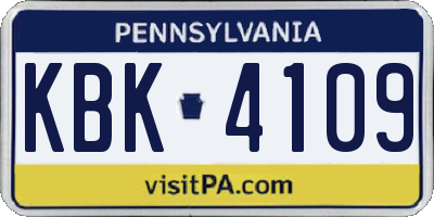 PA license plate KBK4109