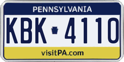 PA license plate KBK4110