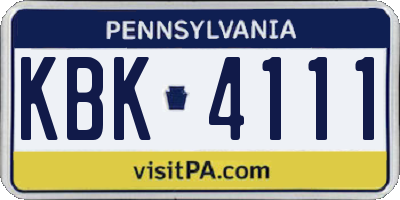 PA license plate KBK4111