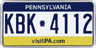 PA license plate KBK4112