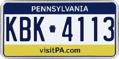 PA license plate KBK4113