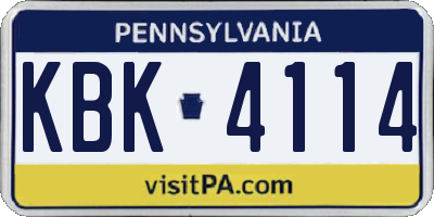 PA license plate KBK4114