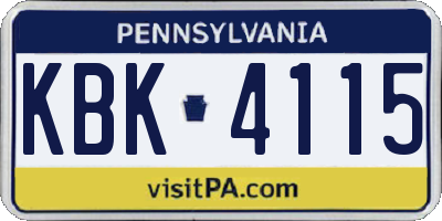 PA license plate KBK4115