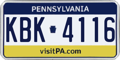 PA license plate KBK4116